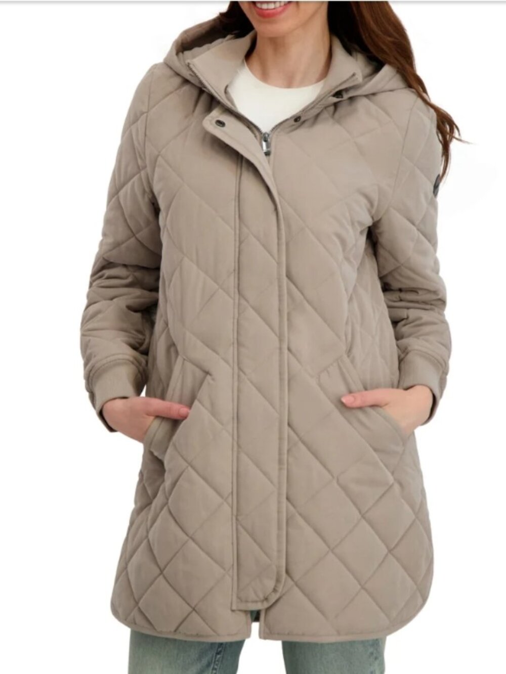 NEW Kensie Women’s Microfiber Car Coat Jacket Beige puffer size large